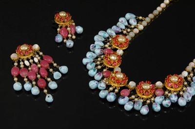 Lot 662 - A Mitchel Maer for Christian Dior necklace, brooch and single earring suite, c.1950
