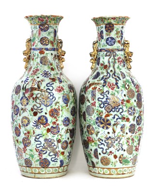 Lot 371 - A pair of Canton famille rose vases