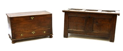 Lot 395 - An 18th Century oak three panel coffer