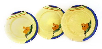 Lot 142 - Three Clarice Cliff 'Lodore' plates