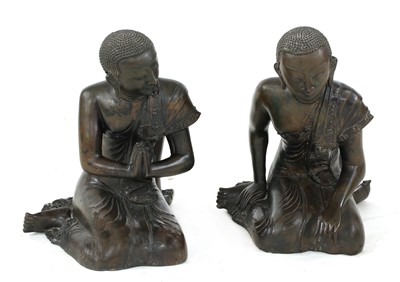Lot 377 - A pair of Thai bronze figures