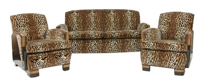 Lot 301 - An Art Deco burr walnut and ebonised suite