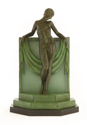 Lot 290 - An Art Deco patinated spelter lamp base