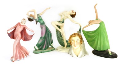 Lot 236 - Two Katzhütte pottery dancing figures