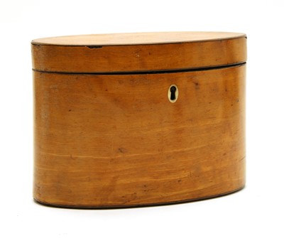 Lot 540 - A George III oval satinwood tea caddy