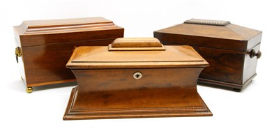 Lot 488 - Three 19th century tea caddies comprising a Regency period rosewood