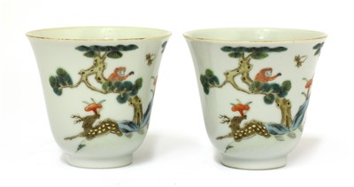 Lot 82 - A pair of Chinese famille vert cups