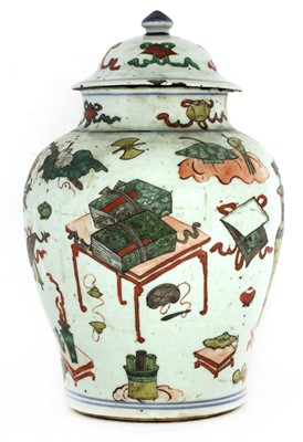 Lot 391 - A Chinese famille verte jar and cover