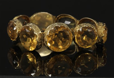 Lot 40 - A Victorian gold graduated citrine bracelet