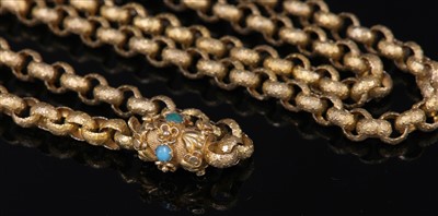 Lot 1 - A late Georgian or Regency gold long chain