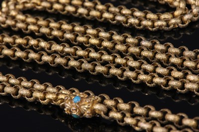 Lot 1 - A late Georgian or Regency gold long chain