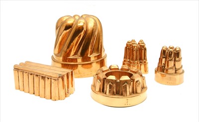Lot 438 - Five Benham & Froud copper jelly moulds