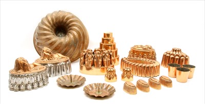 Lot 197 - Fourteen various copper jelly moulds