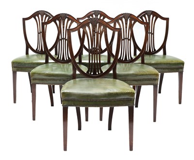Lot 958 - A set of six George III(?) mahogany single dining chairs