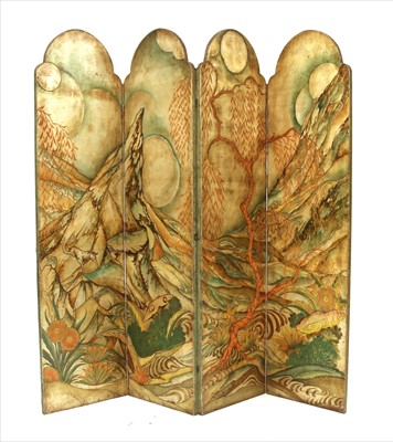 Lot 647 - A four-leaf screen