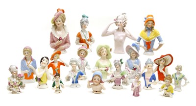 Lot 173A - Twenty china pin cushion dolls