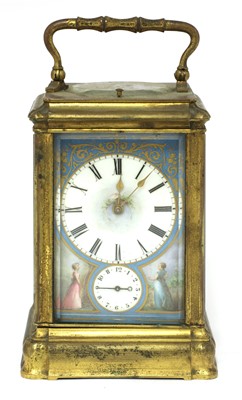 Lot 244 - A repeating carriage clock