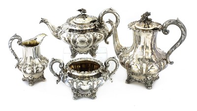 Lot 26 - A George IV silver four piece tea set
