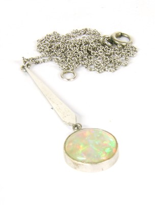 Lot 94 - An Art Deco white gold opal Edna May pendant