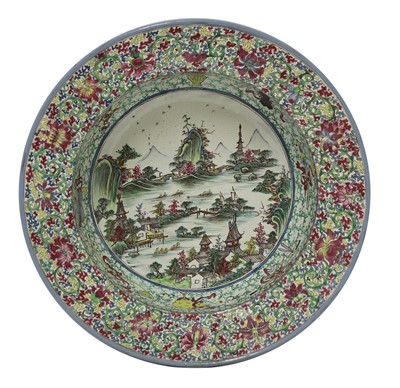 Lot 89 - A Chinese famille rose stoneware basin