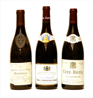 Lot 194 - Assorted: Paul Jaboulet Aîné, Hermitage, La Chapelle, 2000, one bottle and others, 3 btls total