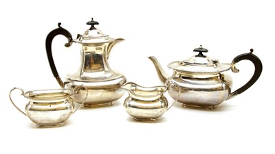 Lot 194A - A silver four piece teaset