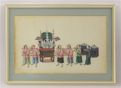 Lot 137 - Ten Chinese processional paintings on rice paper