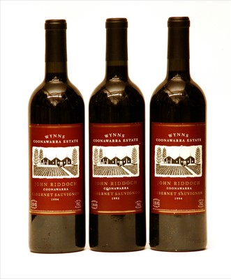 Lot 161 - Wynns Connawarra Estate, John Riddoch, Cabernet Sauvignon, 1993, one bottle and 1994, two bottles