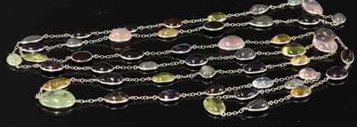 Lot 655 - A silver assorted gemstone set chain