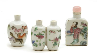 Lot 156 - Three Chinese famille rose snuff bottles