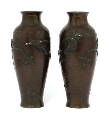 Lot 526 - A pair of Japanese bronze vases