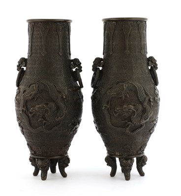 Lot 217 - A pair of Japanese bronze vases
