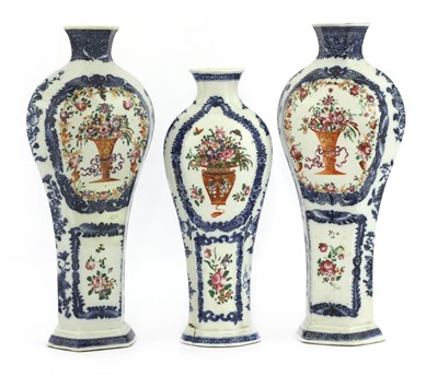 Lot 66 - A pair of Chinese famille rose altar vases