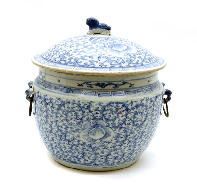 Lot 353 - A Chinese porcelain twin handled pot and cover