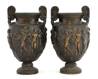 Lot 107 - A pair of classical-style bronze amphorae