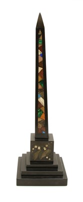 Lot 234 - A slate and pietra dura obelisk
