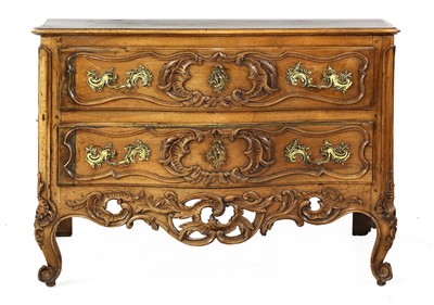 Lot 875 - A Continental walnut serpentine commode