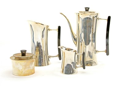 Lot 193 - A Danish silver plated four piece part tea set