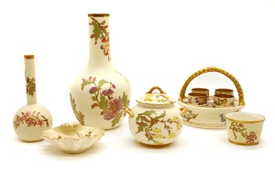 Lot 373 - A collection of Royal Worcester ivory and gilt porcelain items