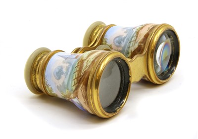 Lot 214 - A pair of continental enamelled porcelain
