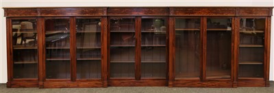 Lot 677 - A large Edwardian mahogany breakfront bookcase