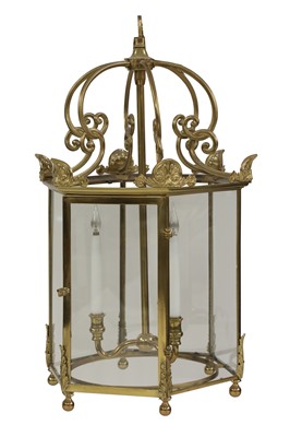 Lot 690 - A Regency period brass hexagonal lantern