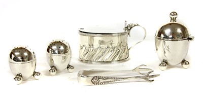 Lot 353 - A silver three piece condiment set