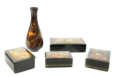 Lot 358 - Four Russian lacquer boxes
