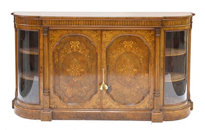 Lot 709 - A Victorian inlaid walnut credenza