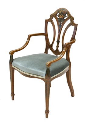 Lot 911 - An Edwardian mahogany elbow chair