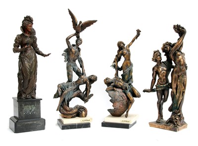 Lot 1409 - Four spelter figures