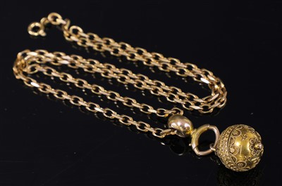 Lot 48 - A Victorian Etruscan Revival gold bead pendant, c.1860