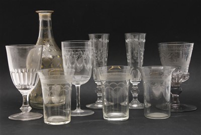 Lot 477 - An 18th century Bohemian engraved glass cup