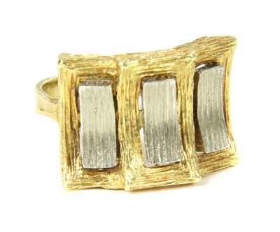 Lot 7 - A 1970s 18ct two colour gold dress ring